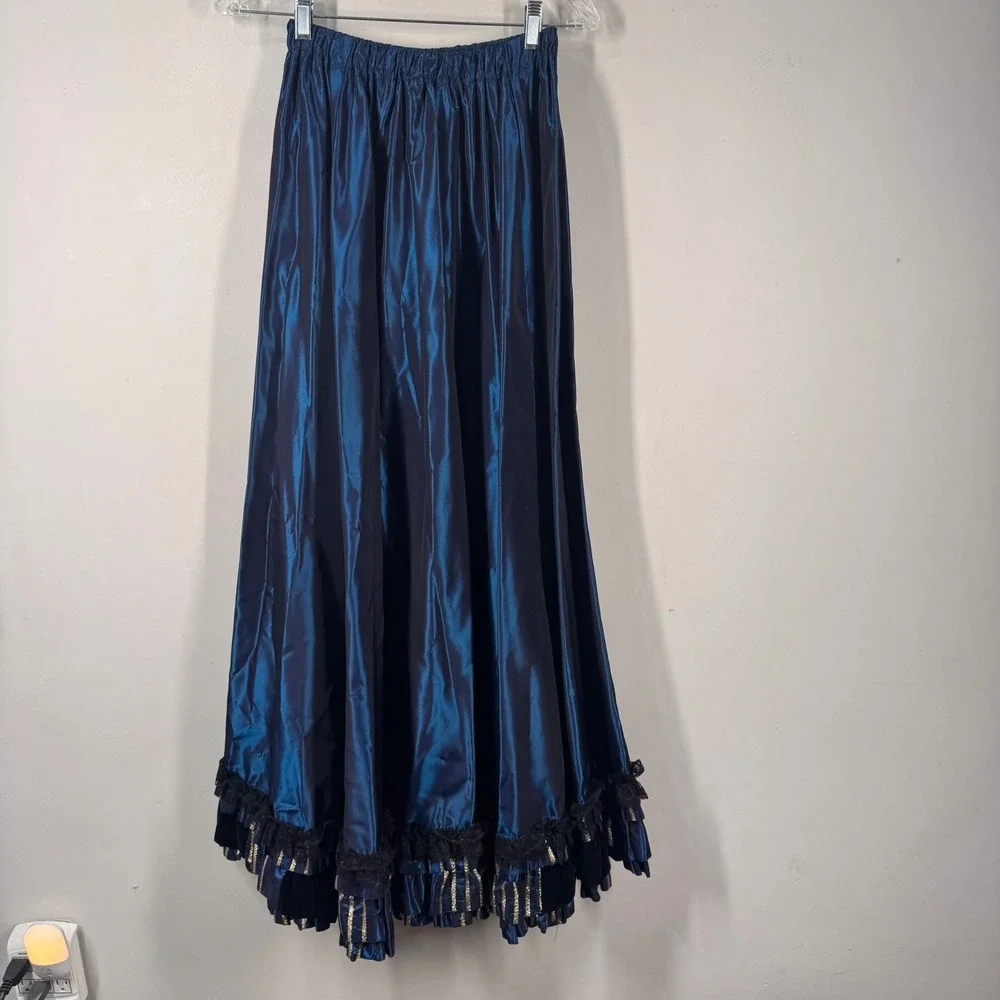 Recollections Victorian Steampunk Blue Taffeta Lace 2 Piece Skirt Set Womens S